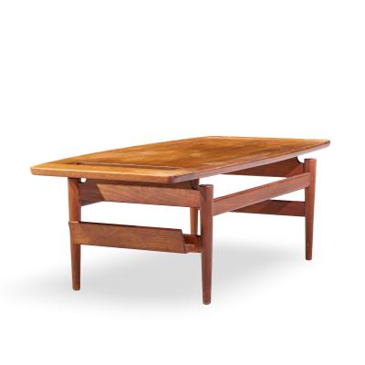 Jens Risom Jens Risom Model T 390 Mid Century Walnut Coffee Table with Magazine Rack