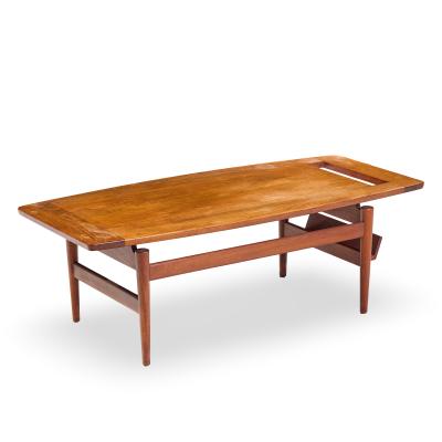 Jens Risom Jens Risom Model T 390 Mid Century Walnut Coffee Table with Magazine Rack