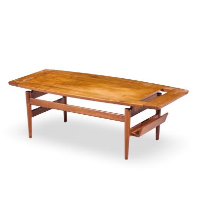 Jens Risom Jens Risom Model T 390 Mid Century Walnut Coffee Table with Magazine Rack