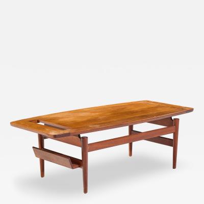 Jens Risom Jens Risom Model T 390 Mid Century Walnut Coffee Table with Magazine Rack