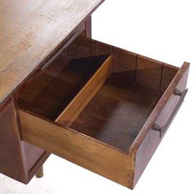 Jens Risom Jens Risom Style Jackson Mid Century Cane and Walnut Executive Desk