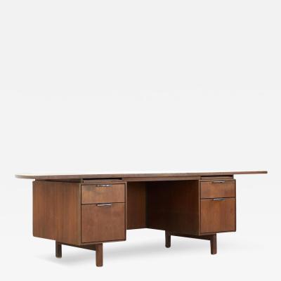 Jens Risom Jens Risom Style Mid Century Half Circle Walnut Executive Desk