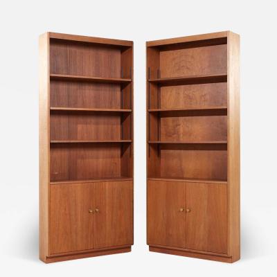 Jens Risom Jens Risom Style Mid Century Walnut Bookcases Pair