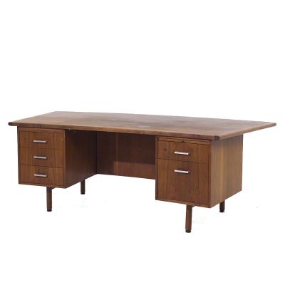 Jens Risom Jens Risom Style Mid Century Walnut Curved Executive Desk