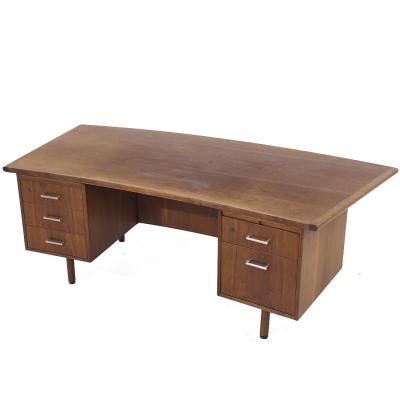 Jens Risom Jens Risom Style Mid Century Walnut Curved Executive Desk