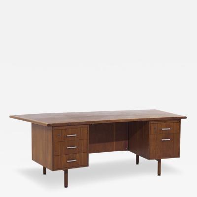 Jens Risom Jens Risom Style Mid Century Walnut Curved Executive Desk