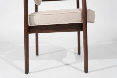 Jens Risom Jens Risom Walnut Armchairs in Natural Mohair C 1950s