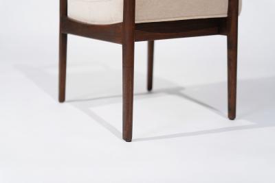 Jens Risom Jens Risom Walnut Armchairs in Natural Mohair C 1950s