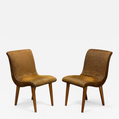 Jens Risom Jens Risom attr Mid Century Modern Side Chairs Walnut Fabric USA 1940s