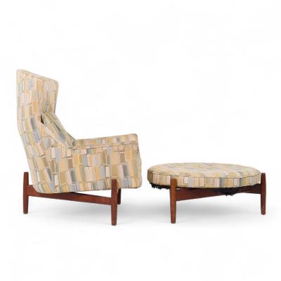 Jens Risom Jens Risom for Jens Risom Design Mid Century Walnut Big Chair and Ottoman