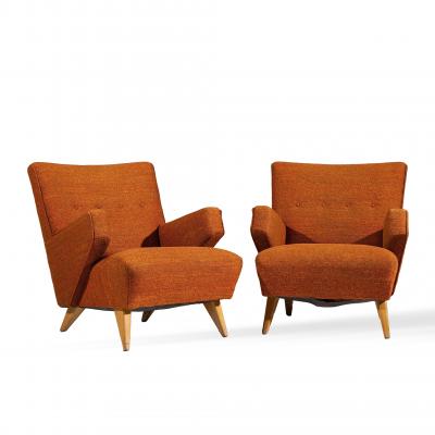 Jens Risom Jens Risom for Knoll Mid Century Lounge Chairs Pair