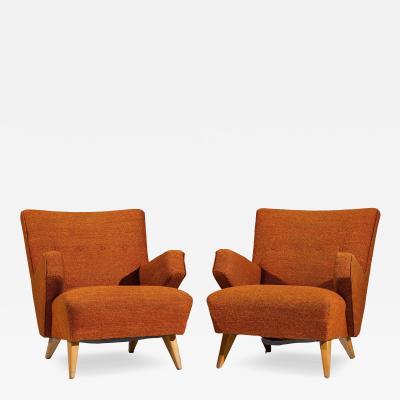Jens Risom Jens Risom for Knoll Mid Century Lounge Chairs Pair