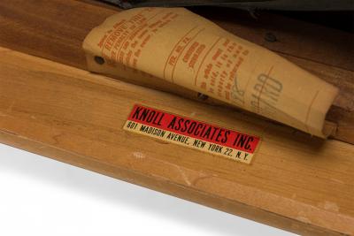 Jens Risom Jens Risom for Knoll Striped Upholstered Blonde Wood Slipper Side Chair