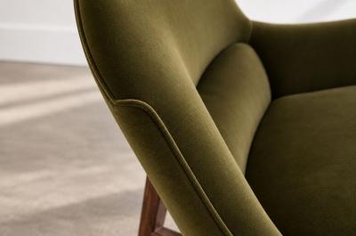 Jens Risom Lounge Chairs Model 2136 by Jens Risom in Velvet and Walnut C 1950s