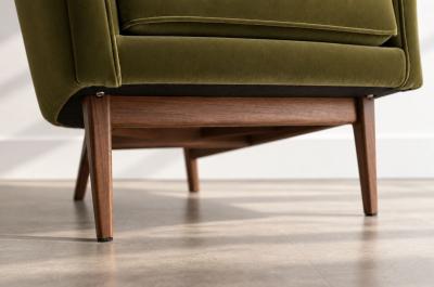 Jens Risom Lounge Chairs Model 2136 by Jens Risom in Velvet and Walnut C 1950s