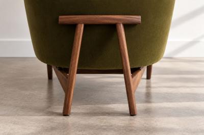 Jens Risom Lounge Chairs Model 2136 by Jens Risom in Velvet and Walnut C 1950s