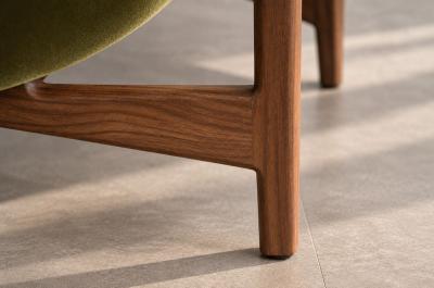 Jens Risom Lounge Chairs Model 2136 by Jens Risom in Velvet and Walnut C 1950s