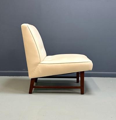 Jens Risom Mid Century Jens Risom Style Slipper Chair with Upholstered Seat and Walnut Base