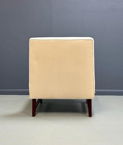 Jens Risom Mid Century Jens Risom Style Slipper Chair with Upholstered Seat and Walnut Base