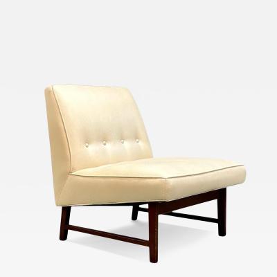 Jens Risom Mid Century Jens Risom Style Slipper Chair with Upholstered Seat and Walnut Base