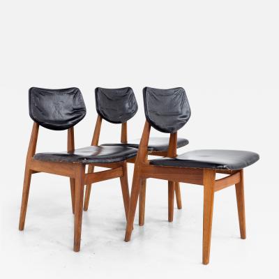 Jens Risom Mid Century Walnut Dining Chairs Set of 3