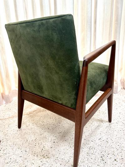 Jens Risom Original Vintage Jens Risom Armchairs in Green Suede w Label PAIR