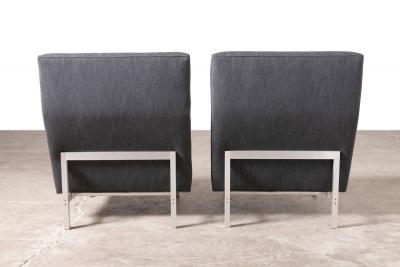 Jens Risom Pair of Jens Risom Slipper Lounge Chairs with Charcoal Tweed and Aluminum Frames