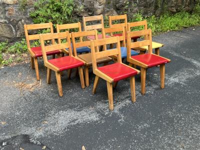 Jens Risom SET OF 10 MID CENTURY WOOD CHILD CHAIRS ATTRIBUTED TO JENS RISOM
