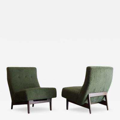 Jens Risom Set of Slipper Chairs by Jens Risom in Teddy Wool C 1950s