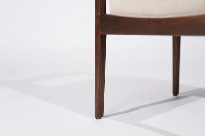 Jens Risom Set of Walnut Side Chairs by Jens Risom in Natural Mohair C 1950s