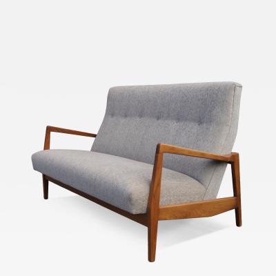 Jens Risom Walnut Settee by Jens Risom