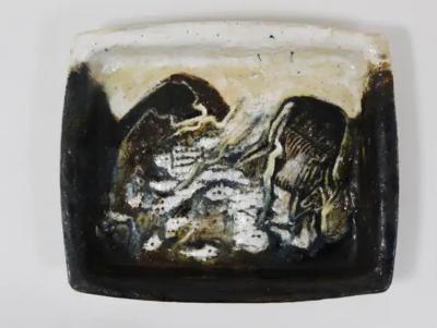 Jeppe Hagedorn Olsen Two Jeppe Hagedorn Olsen Large Abstract Stoneware Bowls Plates Denmark 1970s