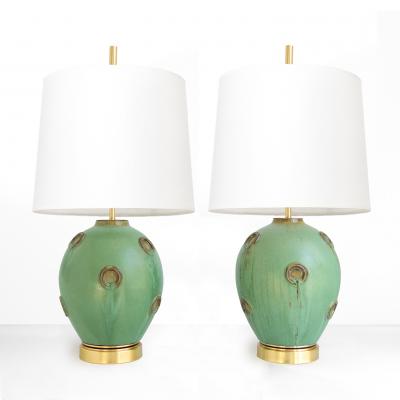 Jerk Werkmaster JERK WERKMASTER PAIR OF SWEDISH ART DECO CERAMIC LAMPS 