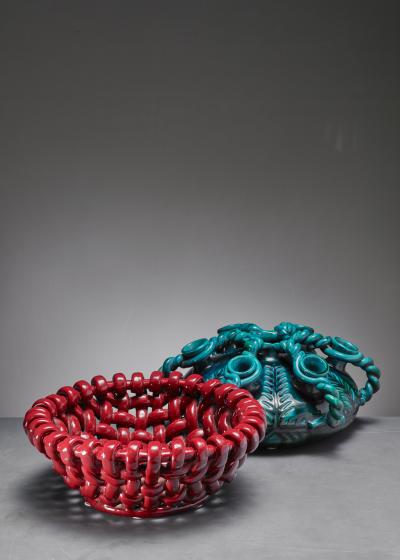 Jerome Massier Ceramic Bowl and Vase by Jerome Massier Vallauris 1950s