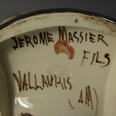 Jerome Massier Fils Majolica Hunting Dog Vase