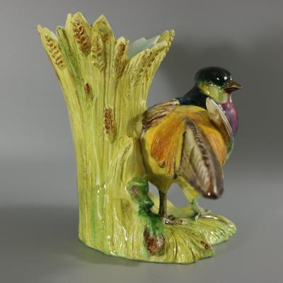 Jerome Massier Fils Majolica Pheasant Vase