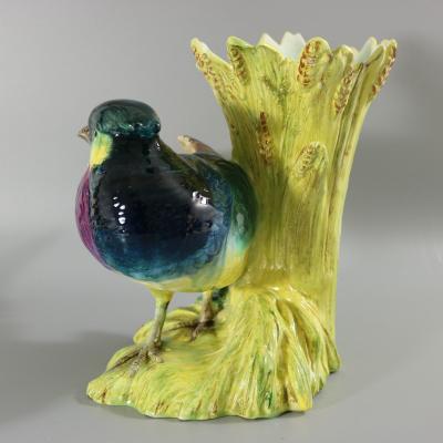 Jerome Massier Fils Majolica Pheasant Vase