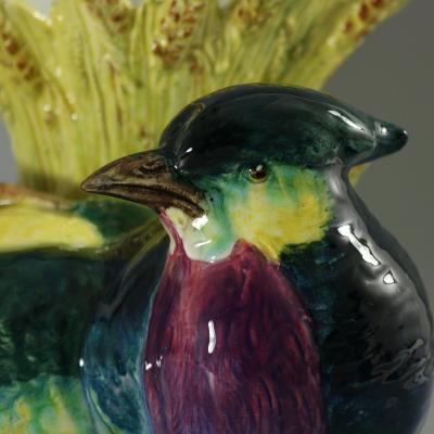 Jerome Massier Fils Majolica Pheasant Vase