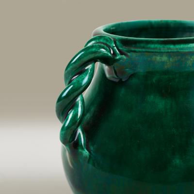 Jerome Massier Twin handled French ceramic vase signed Vallauris by J r me Massier 