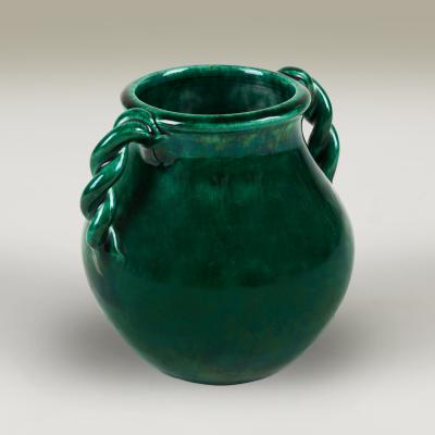 Jerome Massier Twin handled French ceramic vase signed Vallauris by J r me Massier 