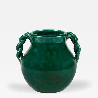 Jerome Massier Twin handled French ceramic vase signed Vallauris by J r me Massier 