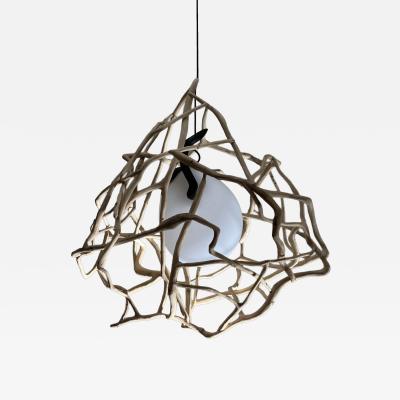 Jerome Pereira French Contemporary Planck Sculpted Oak Blown Glass Lighting