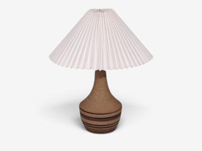 Jesper Packness Striped Table Lamp Beige Stoneware Denmark 1980s