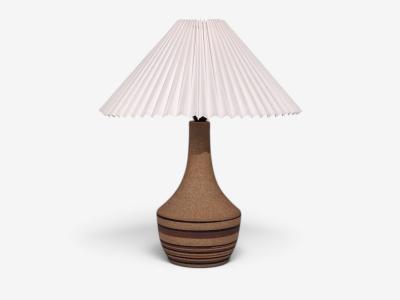Jesper Packness Striped Table Lamp Beige Stoneware Denmark 1980s
