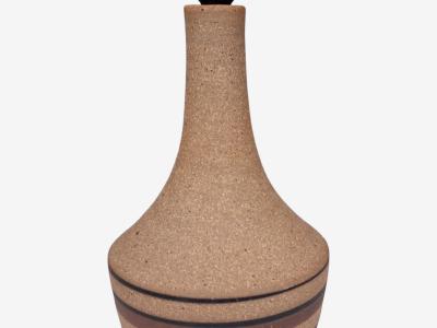 Jesper Packness Striped Table Lamp Beige Stoneware Denmark 1980s