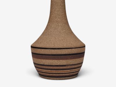 Jesper Packness Striped Table Lamp Beige Stoneware Denmark 1980s
