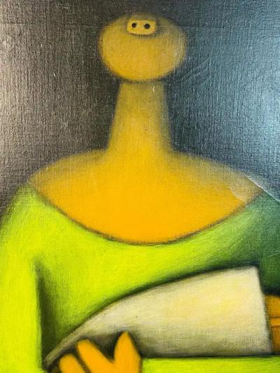 Jesus Mariano Leuus Maternidad Oil on Canvas by Jesus Mariano Leuus Mexico 65 Signed