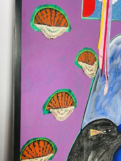Jesus Tellosa Monumental Mixed Media Painting by Mexican Artist Jesus Tellosa Signed Dated