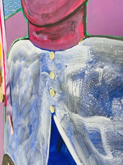 Jesus Tellosa Monumental Mixed Media Painting by Mexican Artist Jesus Tellosa Signed Dated
