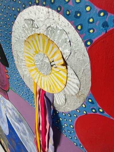 Jesus Tellosa Monumental Mixed Media Painting by Mexican Artist Jesus Tellosa Signed Dated